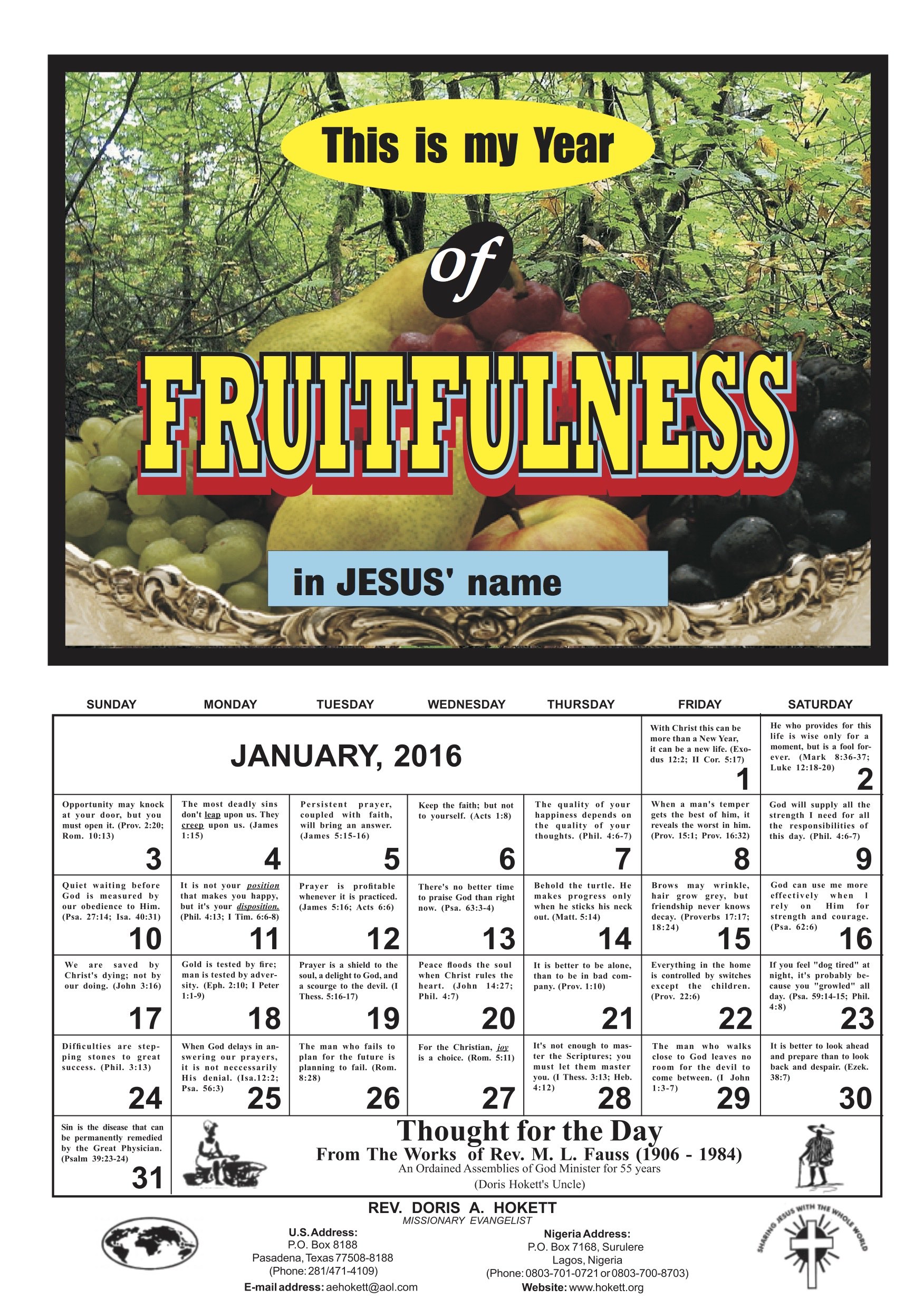 January Calendar