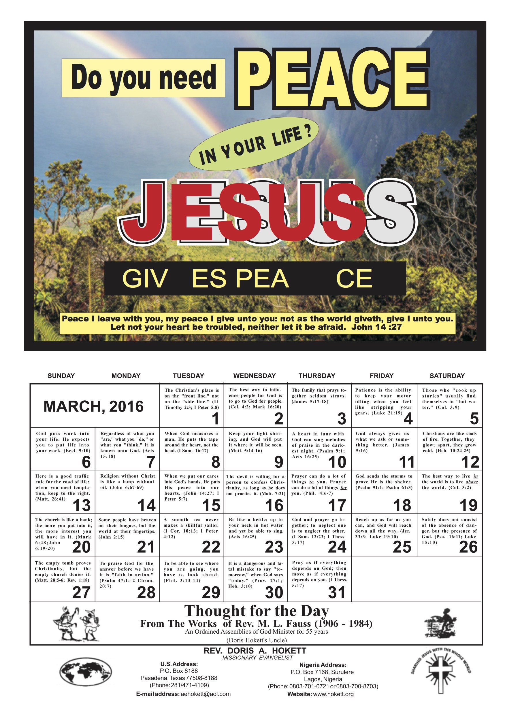 March Calendar