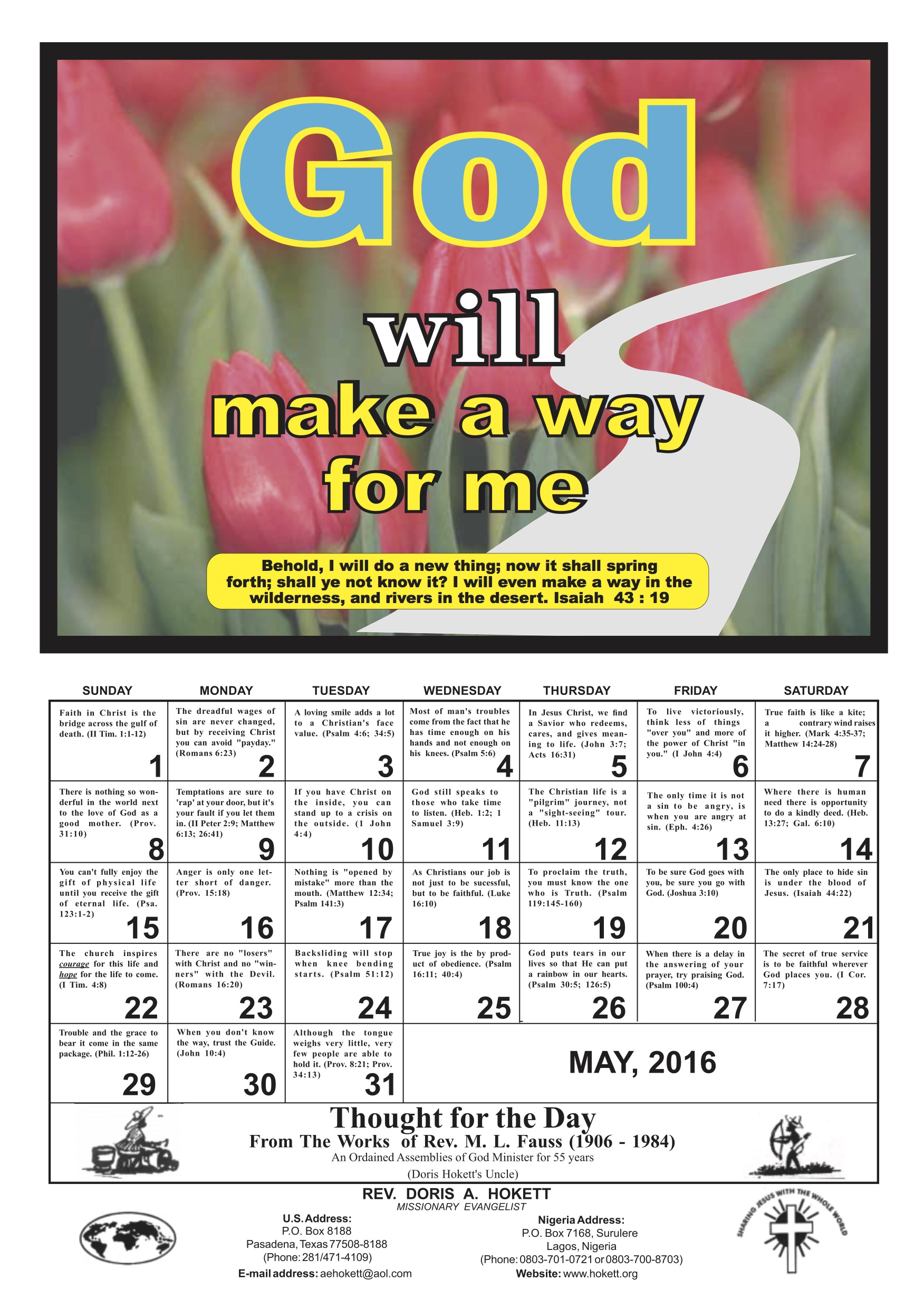 May Calendar
