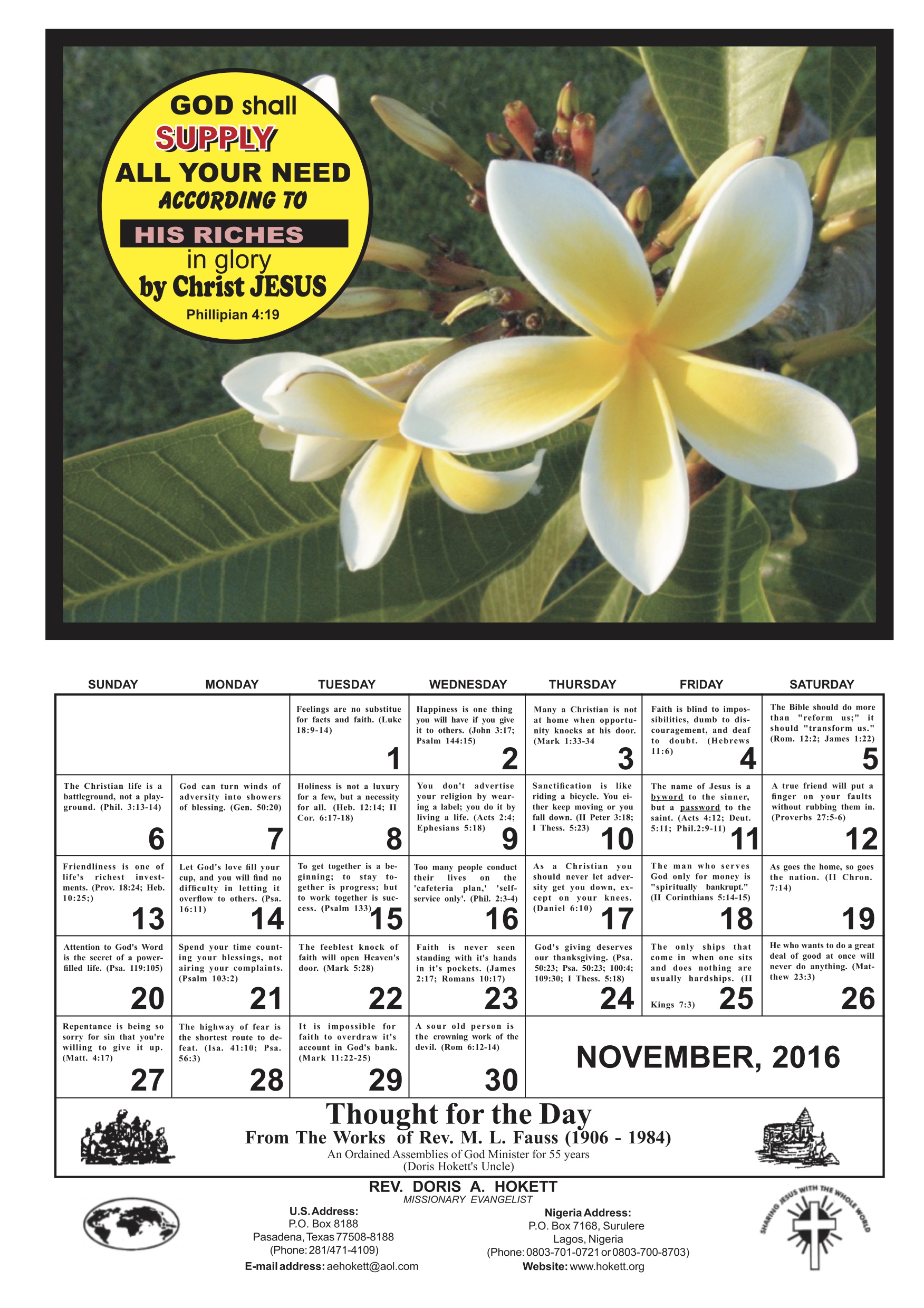 November Calendar
