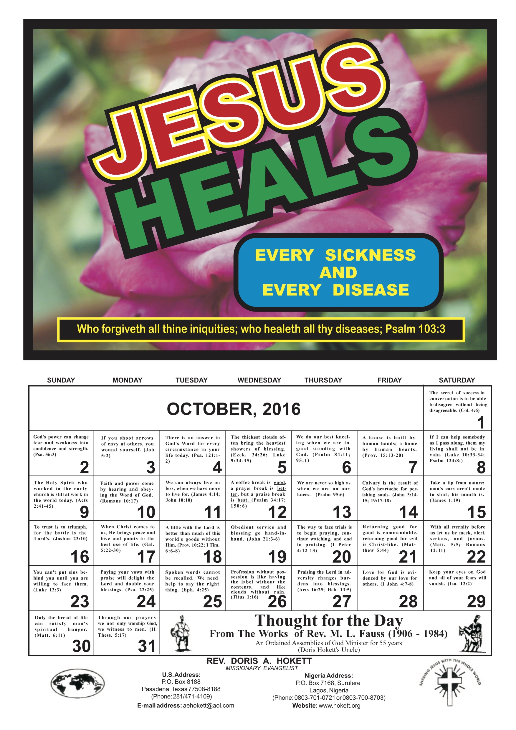 October Calendar